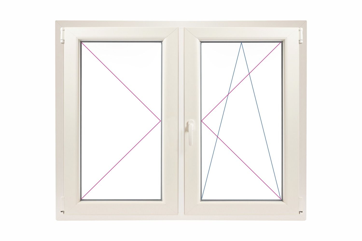 Fereastra PVC 2 canate mobile, cu inversor, canat oscilobatant dreapta