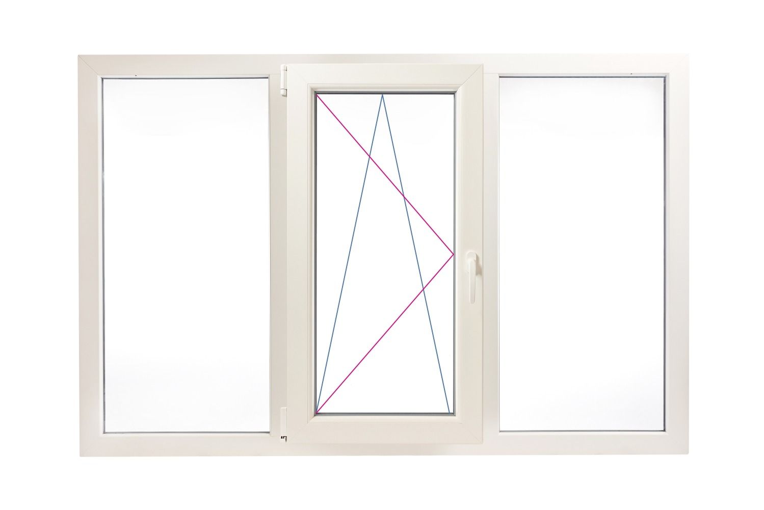 Fereastra PVC 3 canate, 1 canat mobil, deschidere stanga