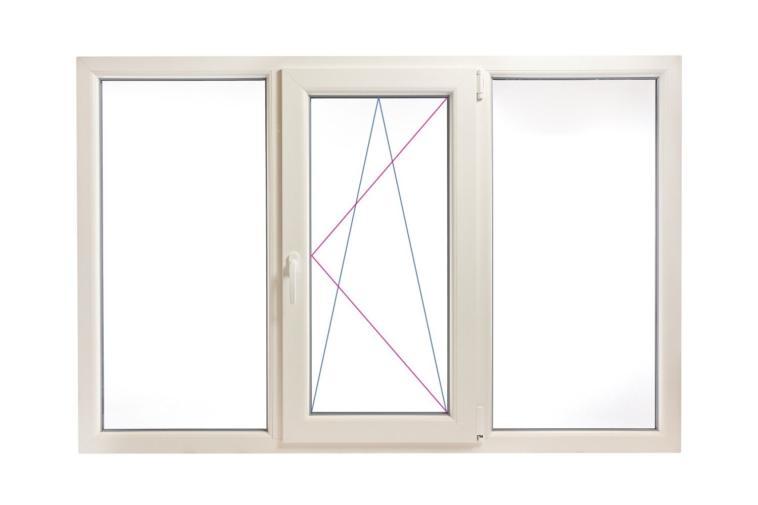 Fereastra PVC 3 canate, 1 canat mobil, deschidere dreapta