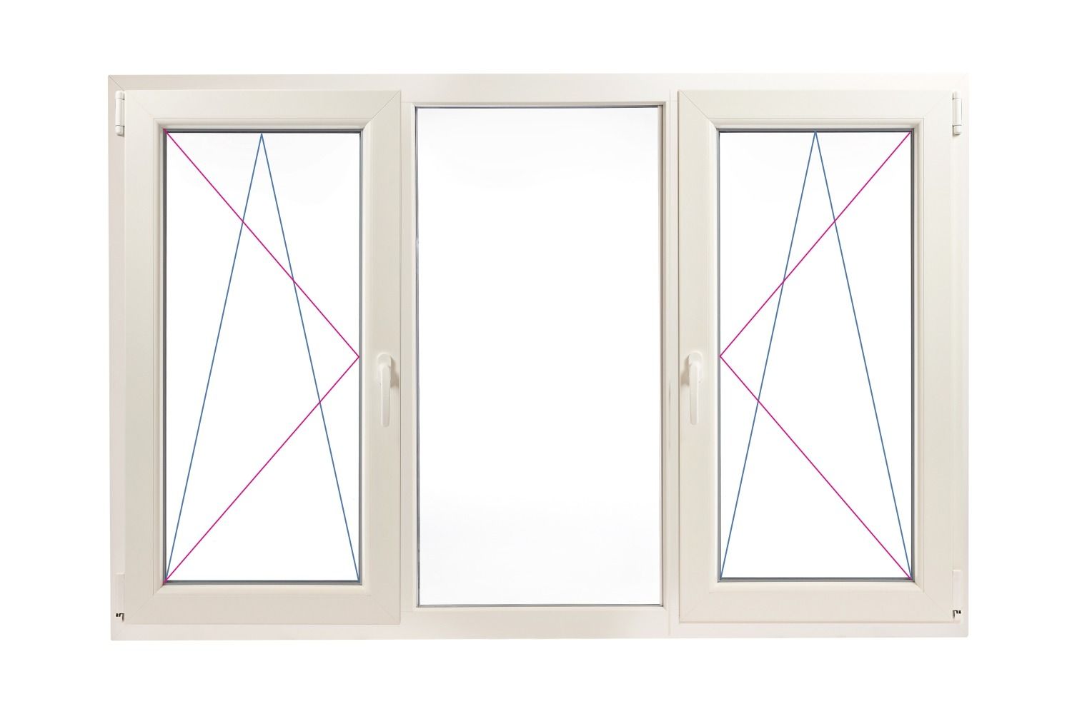 Fereastra PVC 3 canate, oscilobatant stanga-canat fix-oscilobatant dreapta