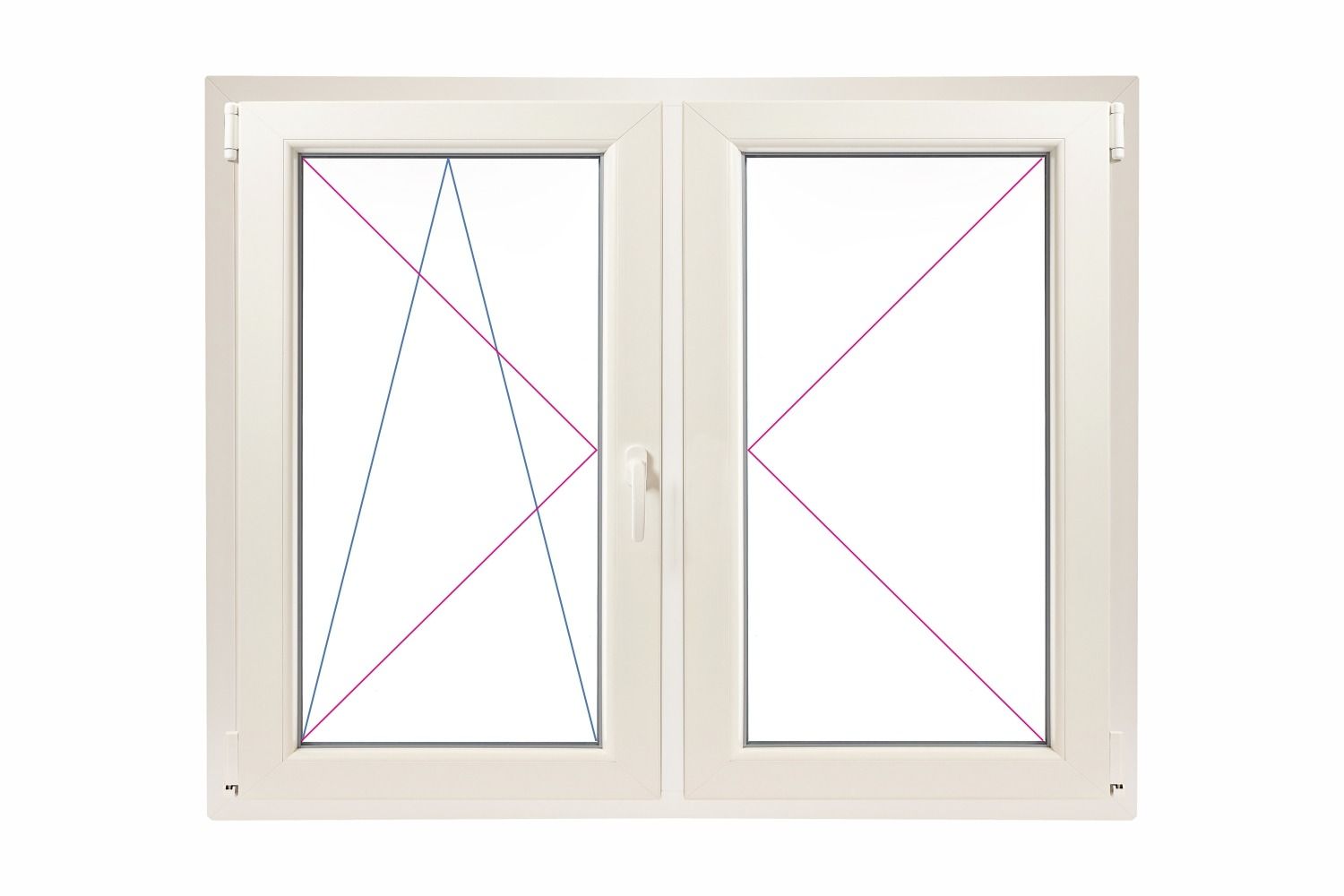 Fereastra PVC 2 canate mobile, cu inversor, canat oscilobatant stanga