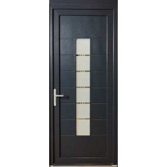 Ușă exterior din PVC cu panel Tezeu, 5 camere, prag aluminiu, 920 x 2311 mm