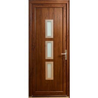 Ușă exterior din PVC Barrier 80, panel Heracles, prag aluminiu, 990 x 2350 mm