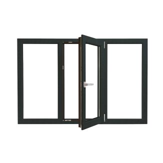 Fereastră PVC Aluplast cu geam termopan, Barrier 75, antracit, 1160x1760 mm, profil 70 mm, 3 canate, protectie solara, oscilobatant, bagheta Warm Edge, 5 camere, 2 garnituri