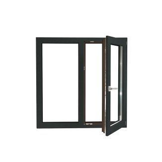 Fereastră PVC Aluplast cu geam tripan, Barrier 85, antracit, 1160x1160 mm, 2 canate, sticlă 44 mm 4SEvo4 + Float4 + LowE4, oscilobatant dreapta, 7 camere, 3 garnituri