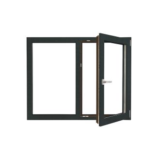 Fereastră PVC Aluplast cu geam tripan, Barrier 85, antracit, 1460x1160 mm, 2 canate, sticlă 44 mm 4SEvo4 + Float4 + LowE4, oscilobatant dreapta, 7 camere, 3 garnituri