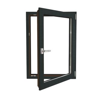 Fereastră PVC Aluplast cu geam tripan, Barrier 85, antracit, 860x1160 mm, 1 canat, sticlă 44 mm 4SEvo4 + Float4 + LowE4, oscilobatant dreapta, 7 camere, 3 garnituri