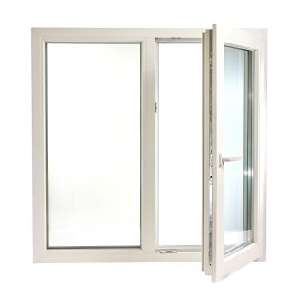 Fereastră PVC cu geam tripan, Barrier 85, 1160x1160 mm, profil Aluplast 85 mm, 2 canate, sticlă 44 mm 4LowE + 4SEvo, oscilobatant dreapta, 7 camere, 3 garnituri