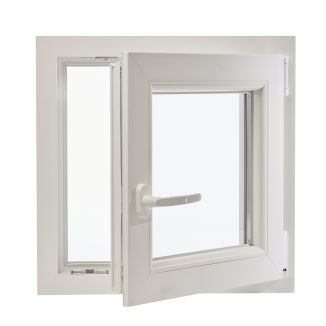 Fereastră PVC cu geam termopan, Barrier 75, 560x560 mm, profil Aluplast 70 mm, sticlă 4LowE, oscilobatant dreapta, 5 camere, 2 garnituri