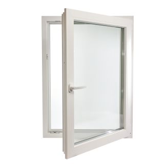 Fereastră PVC cu geam tripan, Barrier 85, 860x1160 mm, profil Aluplast 85 mm, 1 canat, sticlă 44 mm 4LowE + 4SEvo, oscilobatant dreapta, 7 camere, 3 garnituri