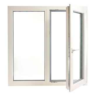 Fereastră PVC cu geam tripan, Barrier 80, 1160x1160 mm, profil Rehau 80 mm, 2 canate, sticlă 42 mm 4LowE + 4SEvo, oscilobatant dreapta, 7 camere, 3 garnituri