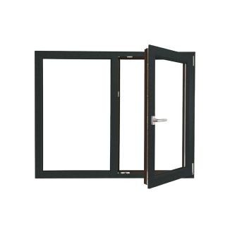 Fereastră PVC Rehau, cu geam termopan, Barrier 70 antracit, 1460x1160 mm, 2 canate, protectie solara, oscilobatanta, bagheta Warm Edge, 5 camere, 2 garnituri