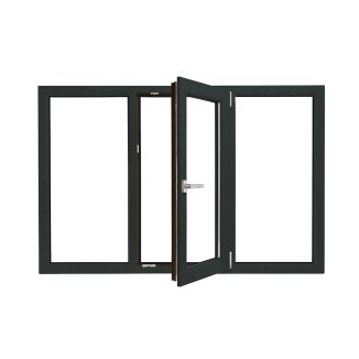 Fereastră PVC Rehau, cu geam termopan, Barrier 70 antracit, 1760x1160 mm, 3 canate, protectie solara, oscilobatanta, bagheta Warm Edge, 5 camere, 2 garnituri